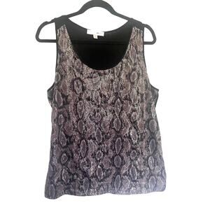 HAANI Sleeveless All Over Sequin Womens Top Sz 1X Black Reptile Gray Whimsigoth